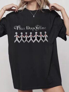 Three Days Grace Stick Figure Graphic Tee, Rock Band Music Fan Shirt. 249
